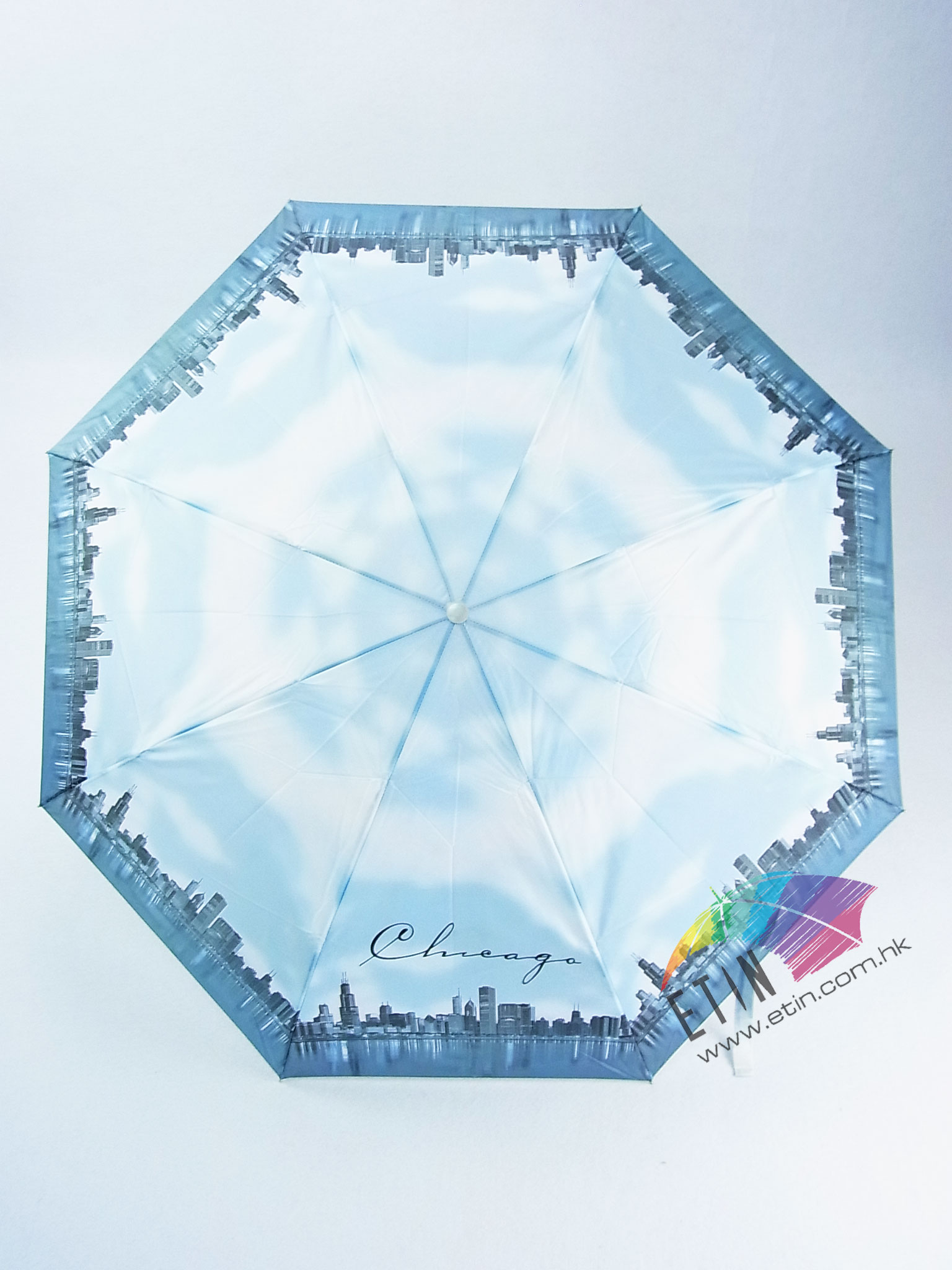 Etin Full building image printed umbrella B022